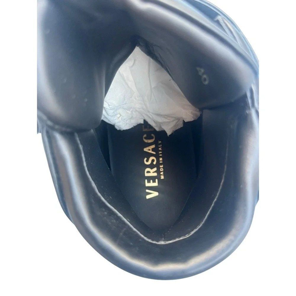 Versace Medusa High Top Sneakers Black Leather Strap Men's IT‎ 40 US 8 New